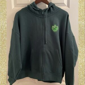 PINK Victoria’s Secret Ivy Fleece Full Zip Hoodie - NWT - Size XL - Deep Forest